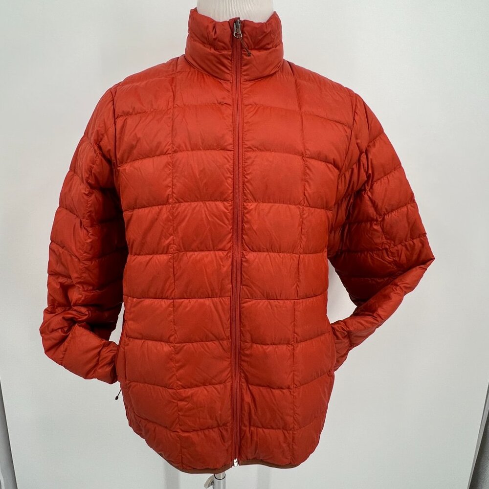 REI Co-op Men’s Medium Orange Down Jacket 100% Nylon Shell Warm Outerwear